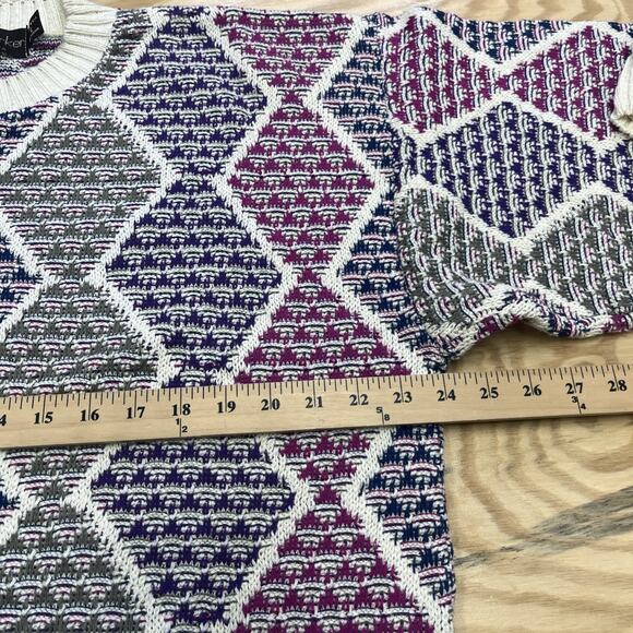 Vintage 90s New Yorker Multicolor 3D Textured Cosby Cotton Sweater USA Made - Picture 9 of 11